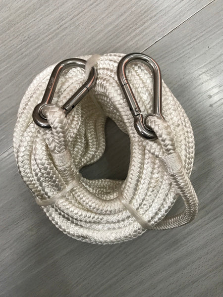 BRAIDED NYLON MARINE ROPE 9MM X 15M BOAT TOW RECOVERY WITH TWO 8MM